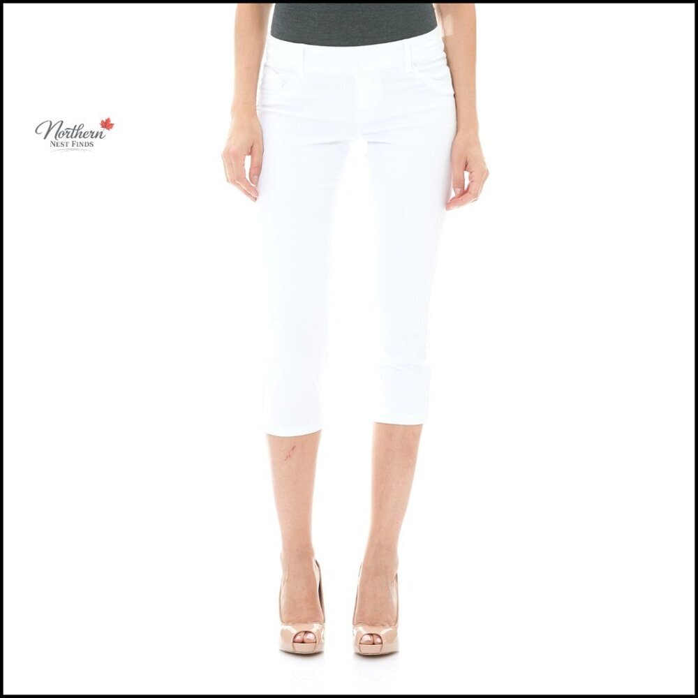 Mid Rise Pull On Stretch Denim Capris Skinny Fit